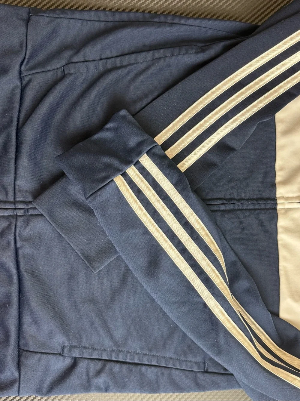 Adidas Kids Track Jacket Navy Blue White Stripe Full Zip Youth Size M (10/12)